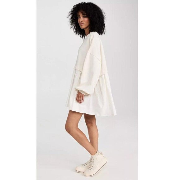 Free People Eleanor Sweatshirt Tunic Dress Oversized Cotton Solid XS NEW - Picture 3 of 10
